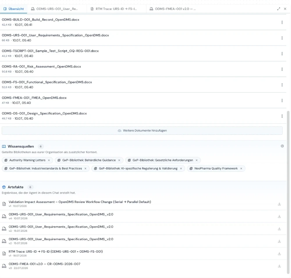 traqx Intelligence: answer with automatically verified sources next to the working binder — synthetic demo project